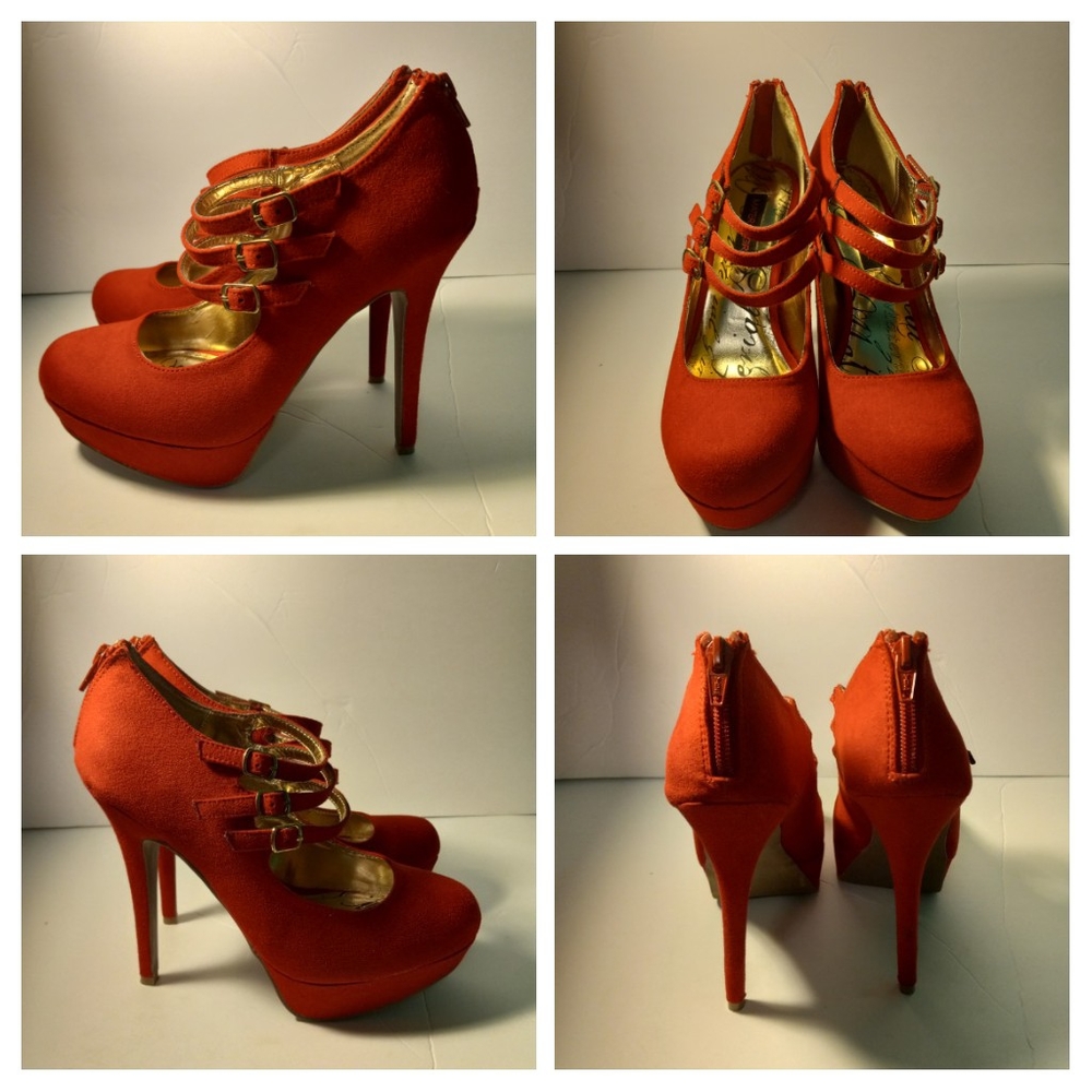 Red platform heels